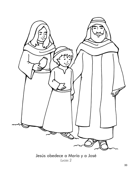 Jesús obedece a María y a José (Lucas 2). Puedo obedecer a mis padres!